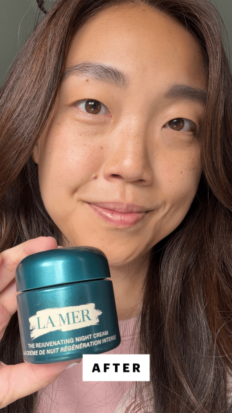 Lee after applying the La Mer The Rejuvenating Night Cream